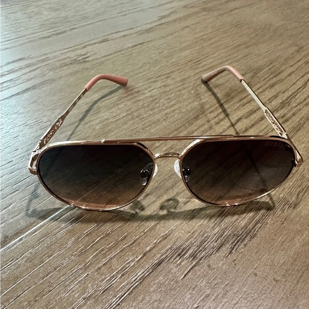 Guess Women’s Rose Gold Aviator Sunglasses - Picture 2 of 8